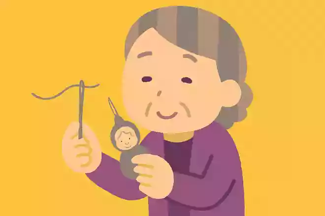 針に糸を通しやすくなる、背景の色は何色でしょうか?