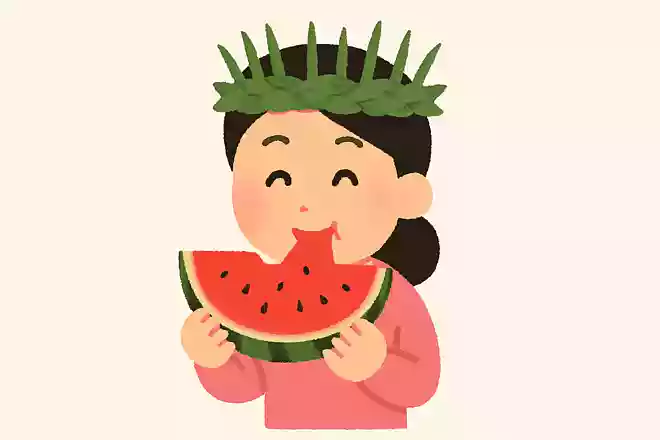 子供に作ってもらった草のかんむりを被っているお母さんの好きな食べ物は?