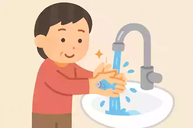 手についた魚の臭いは蛇口に触れてから水で洗うととれる
