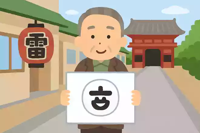 参道に出るお店に掲げられた提灯に描かれている印はどれでしょう？