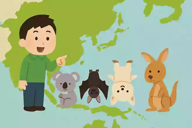 動物を逆さまにした国はどこでしょう?
