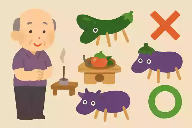 お盆に飾る精霊馬の正しい組み合わせはどれ?