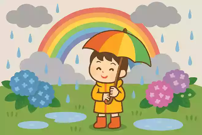 雨上がりに見られる虹はどこに出ているでしょう?