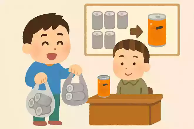 空き缶5本で新品の缶ジュース1本と交換してもらえます。今200本の缶ジュースを持っています。あなたは何本ジュースを飲めるでしょうか?