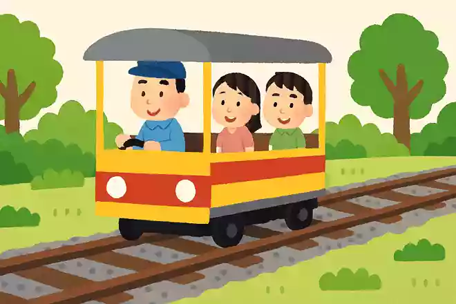 旧高千穂鉄道の線路を使ったトロッコ列車がある