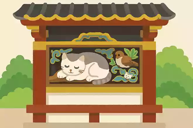 有名な東回廊の眠り猫、その裏側にある雀の彫刻にはどんな意味があるでしょうか?