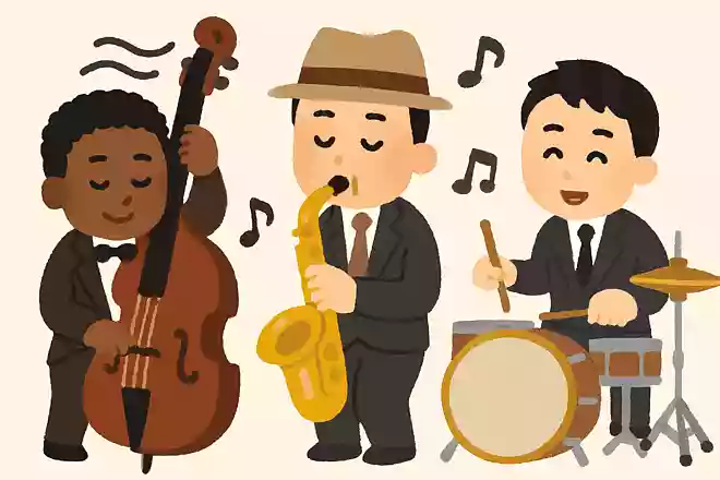 スウィングのリズムや即興で演奏される音楽ジャンルは?