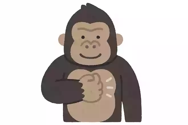 ゴリラが胸をたたくときの手のかたちは?
