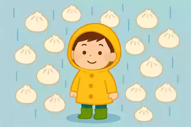 雨粒の形は肉まん型