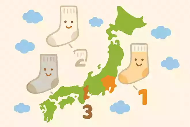2020年の靴下の生産額3位は長野県、2位は兵庫県、1位はどこでしょうか?