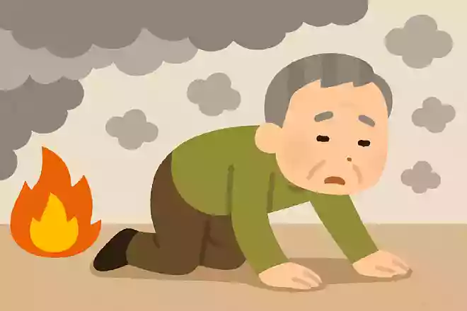 火事の時は姿勢を低くして逃げる