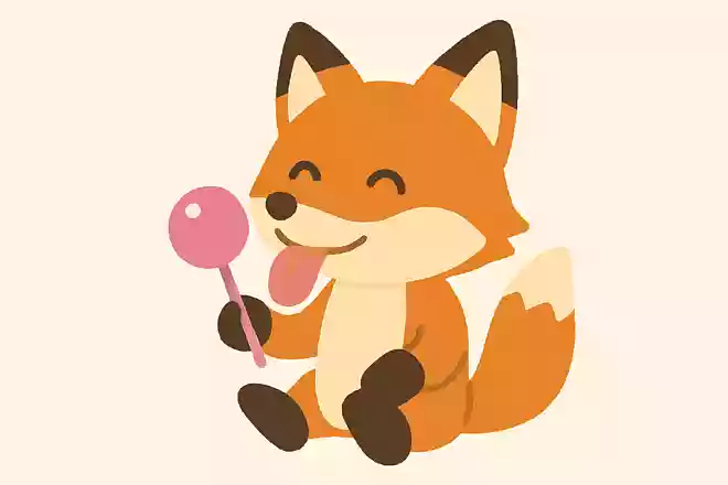 キツネがあっかんべーをしながら食べているものは何でしょう?