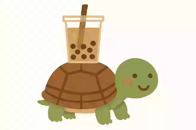 亀がいつも背負っている飲み物は何でしょう?