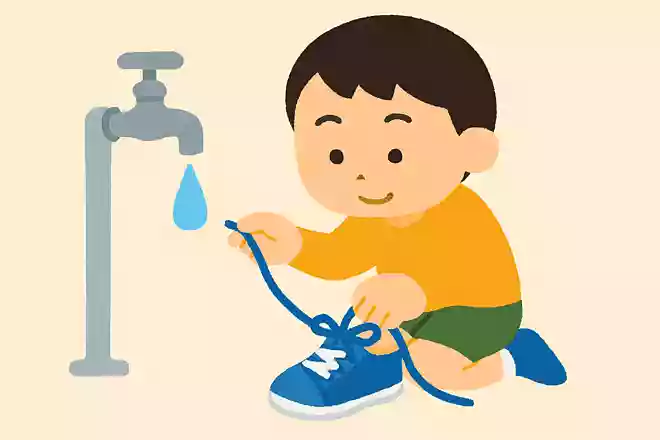 靴ひもは結ぶ前に水にぬらすとほどけにくくなる