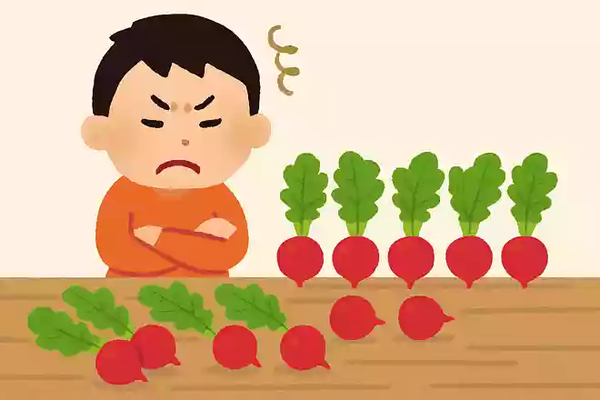 大根を10本収獲しました。3本抜いたらあとはいくつ?