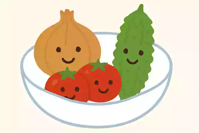 ボウルに玉ねぎが1個、トマトが2個、さらにゴーヤが1個あります。ボウルにはいくつ野菜がありますか?