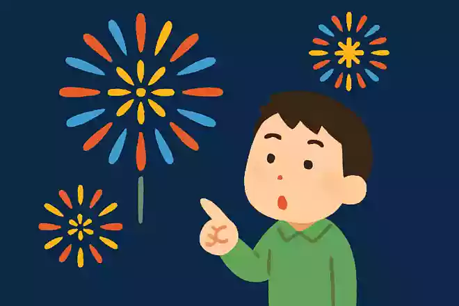 丸い花火はどの方向から見ても同じ形