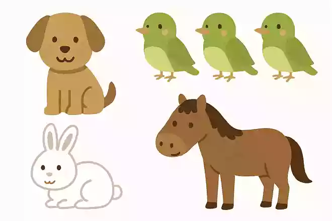 いぬ=1 とり=4 うさぎ=1 ねこ=0 うま=? うまに当てはまる数字は?