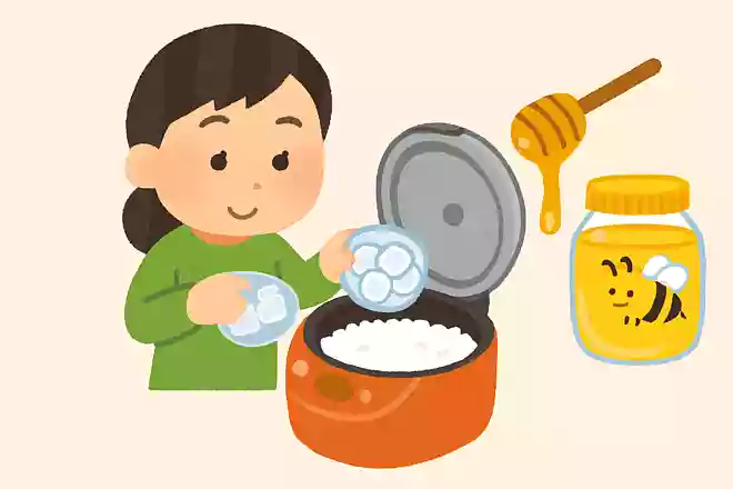 お米は氷とハチミツを入れて炊くとおいしくなる
