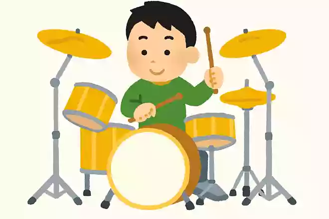 ドラムセットは両手足を使って演奏しますが、右足で演奏しているのはどの楽器でしょうか?