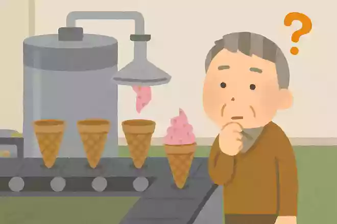 まだ完成していないアイスクリームの製造工場があります!何味でしょうか?