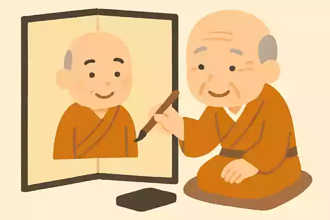 坊主が屏風に上手に坊主の絵を描いた