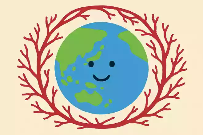 体の中にある血管をつなげると地球一周分の距離と同じ長さになる