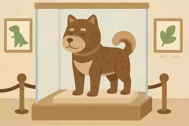 上野の国立科学博物館では、忠犬ハチ公の剥製が展示されている
