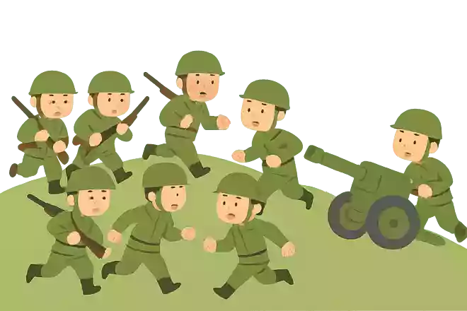 八百标兵奔北坡, 炮兵并排北边跑。炮兵怕把标兵碰, 标兵怕碰炮兵炮。