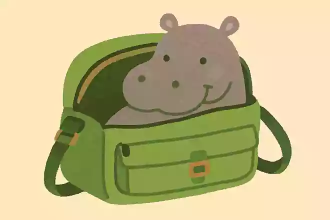 カバンの中にはいっている大きな動物は何でしょう?