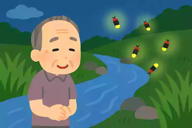 かたまるや 散るや蛍の 川の上NEW!