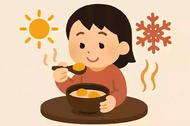 冬至の日に食べると体が温まり、無病息災につながるとされている食べ物は?