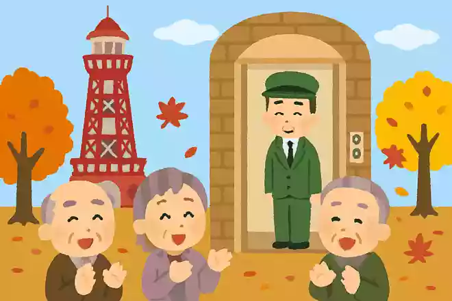 東京のある観光地の建物で、電動式エレベーターが日本で初めて公開されました。ある観光地とはどこでしょうか?