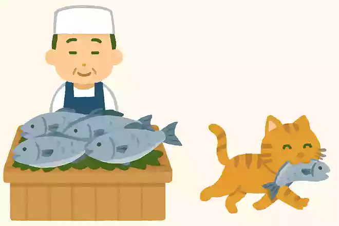 魚屋さんに5匹の魚がいますが、野良猫が1匹くわえていったら何匹になるでしょう?