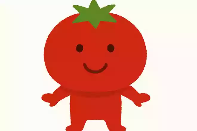 全身真っ赤で頭にみどりのギザギザ帽子をかぶっているまるいおやさいはなんでしょう？