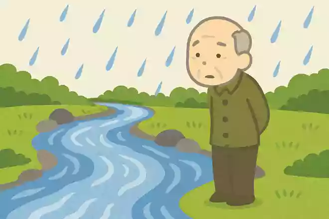 五月雨や 名もなき川の おそろしき