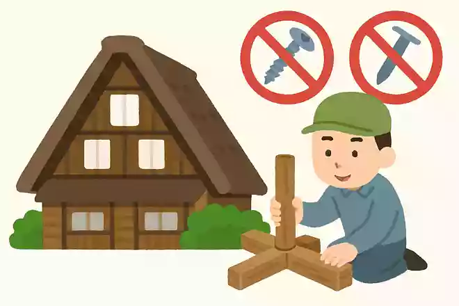 合掌造りにはネジやくぎが使われていない
