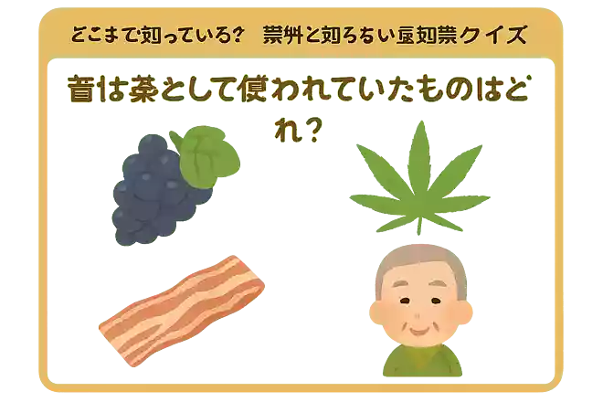 次のうち昔は薬として使われていたものはどれ？