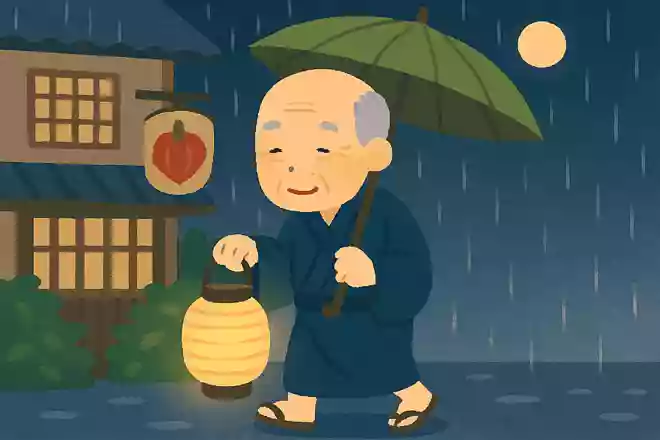 籠かばふ 鬼灯市の 宵の雨