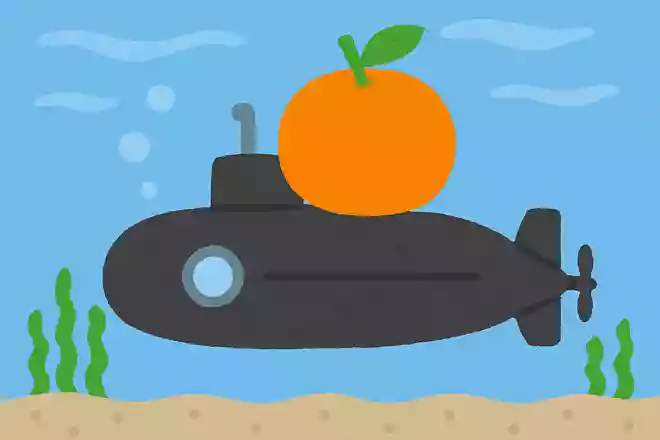 潜水艦がある果物を運んでいます。その果物はなんでしょう?