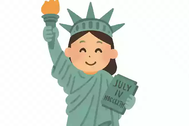 像が左手に持つ銅板はアメリカ独立記念日が刻まれている