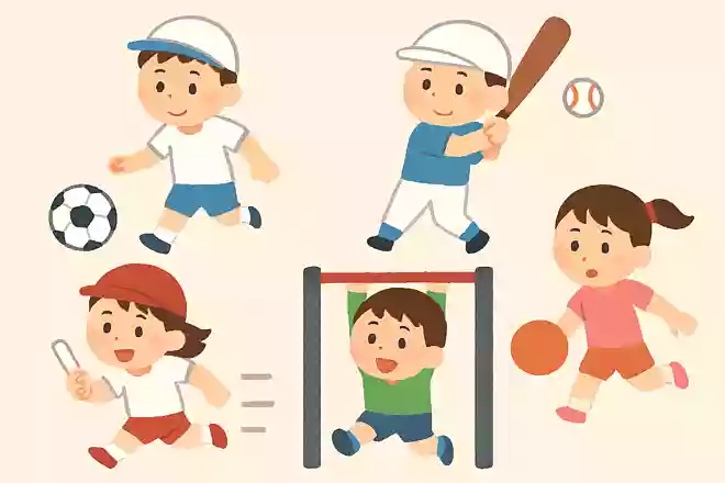【ある】サッカー、野球、リレー、ドッジボール、鉄棒【なし】折り紙、お絵描き、工作、積み木、おままごと