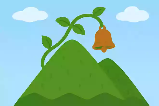 高高山上一条藤, 藤条头上挂铜铃。风吹藤动铜铃动, 风停藤停铜铃停。