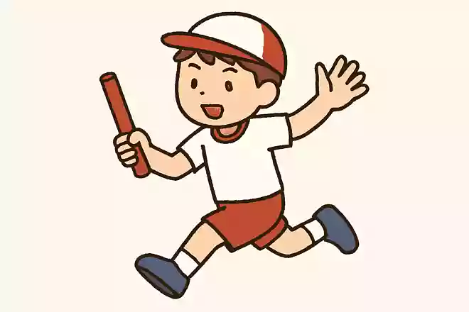 バトンを持たない手はパー
