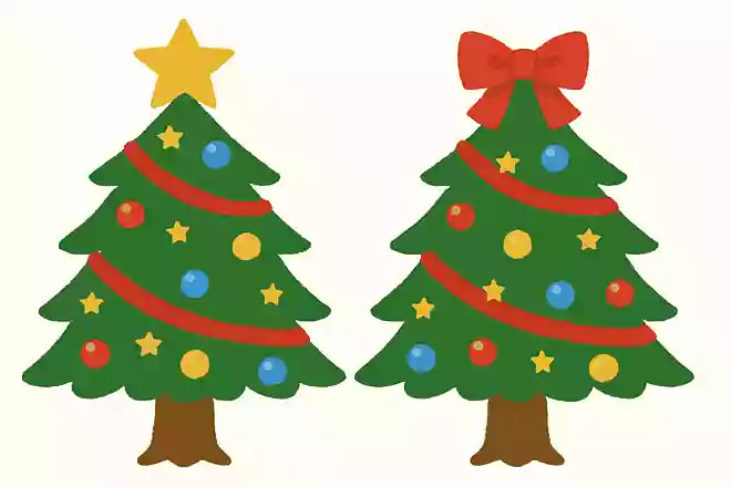 クリスマスツリーのてっぺん飾りによく使われるものは「星」とあと何?