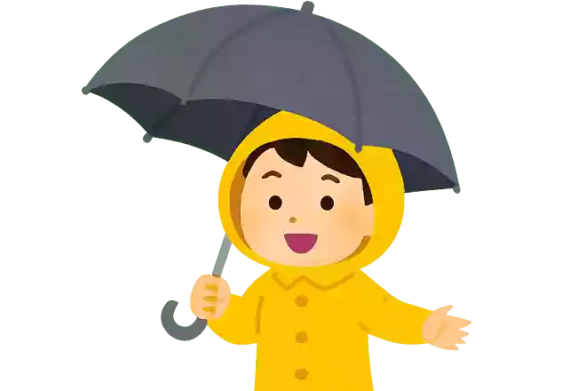 傘をさして、カッパも着たけど全然ぬれていないのはなぜでしょう?