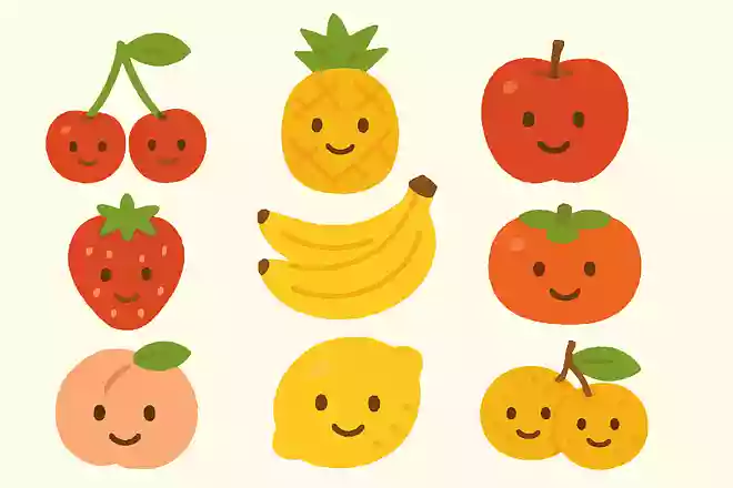 赤色や黄色などの果物です