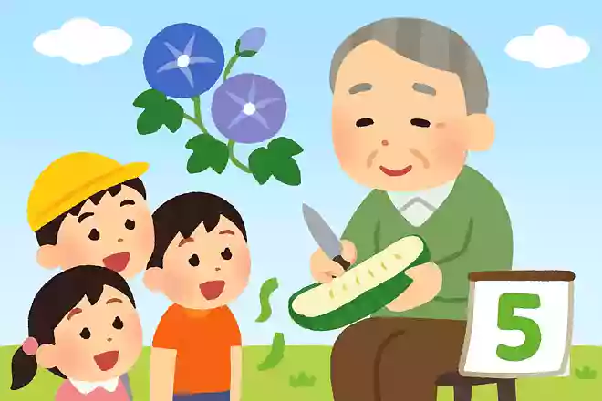 子供等よ 昼顔咲きぬ 瓜剥かん