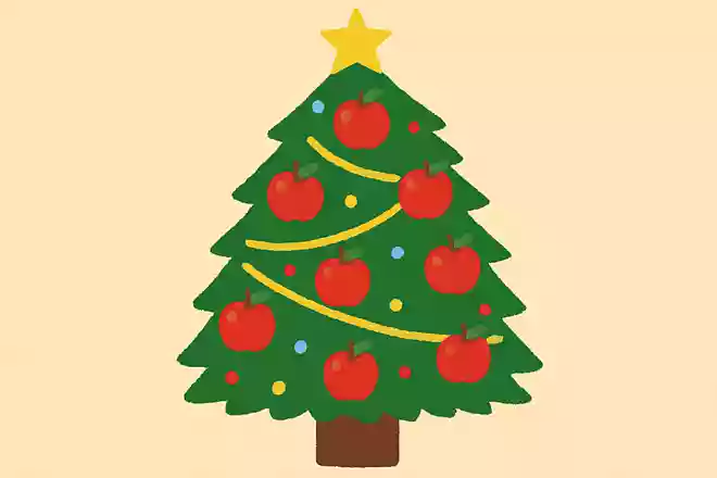 クリスマスツリーに飾っている丸いボールはあるくだものをイメージして作られています。そのくだものは何でしょうか?