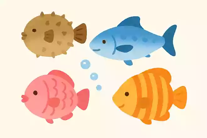次のなかで、ずっとおよいでるさかなはどれでしょうか?